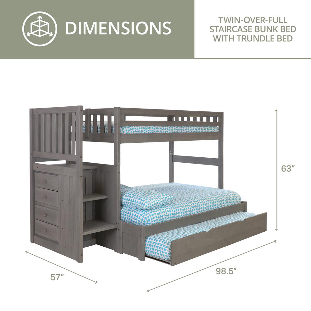 Solid Pine Mission Staircase Twin, Full Bunk Bed with Drawer Chest. Picture 5