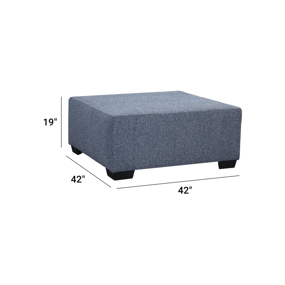 American Furniture Classics Blue Square Upholstered Ottoman. Picture 3