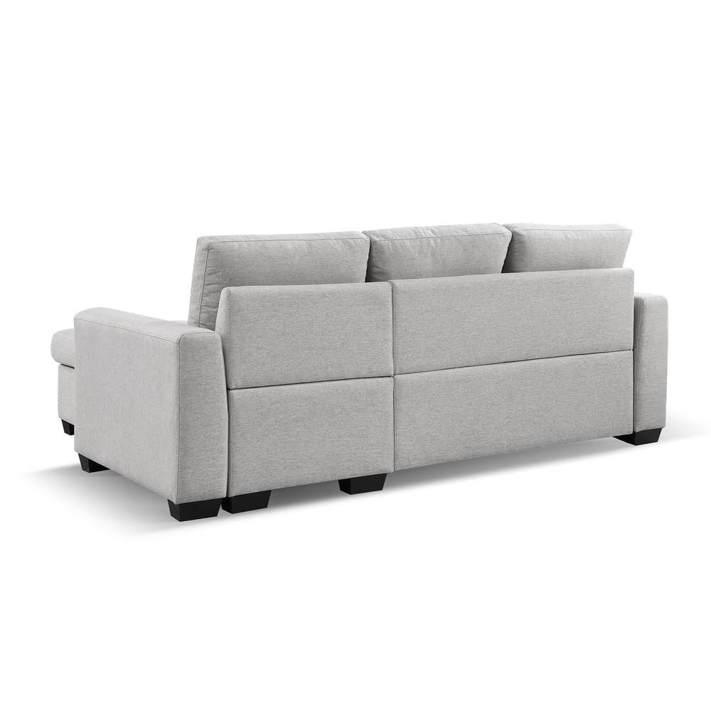 Tufted Sectional Chaise Sofa Sleeper with Storage in Light Grey. Picture 12