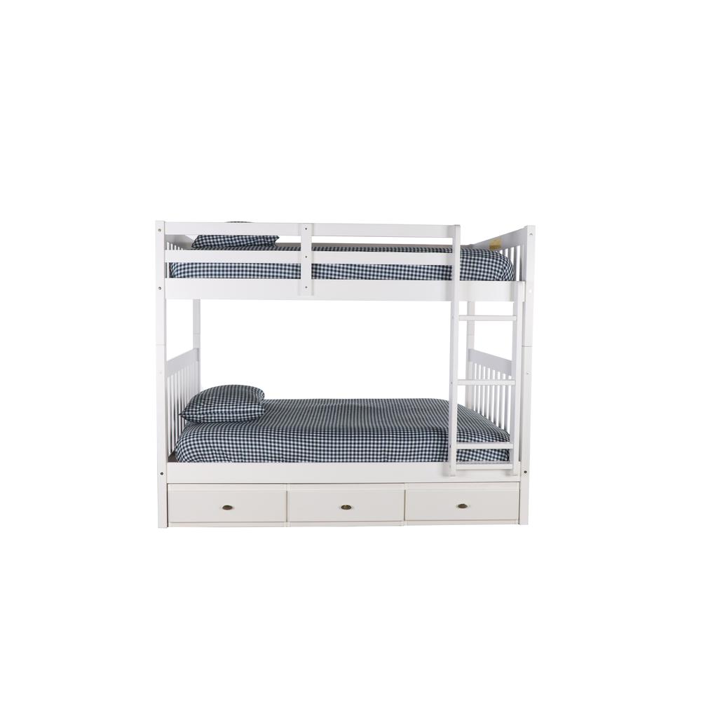OS Home and Office Furniture Model 80215K3-22 Full over Full Bunk Bed with Three Drawers in Casual White. Picture 5