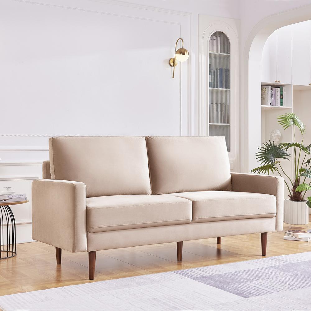 69 Inch Wide Upholstered Two Cushion Sofa with Square Arms. Picture 14