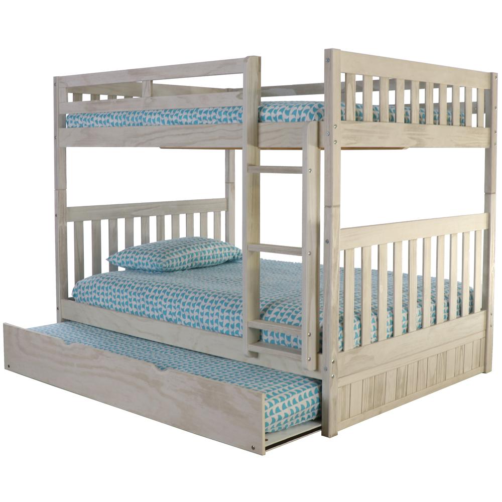 American Furniture Classics Model 85215-TRUN-KD Full over Full Bunkbed with Twin Sized Trundle in Light Ash. Picture 4