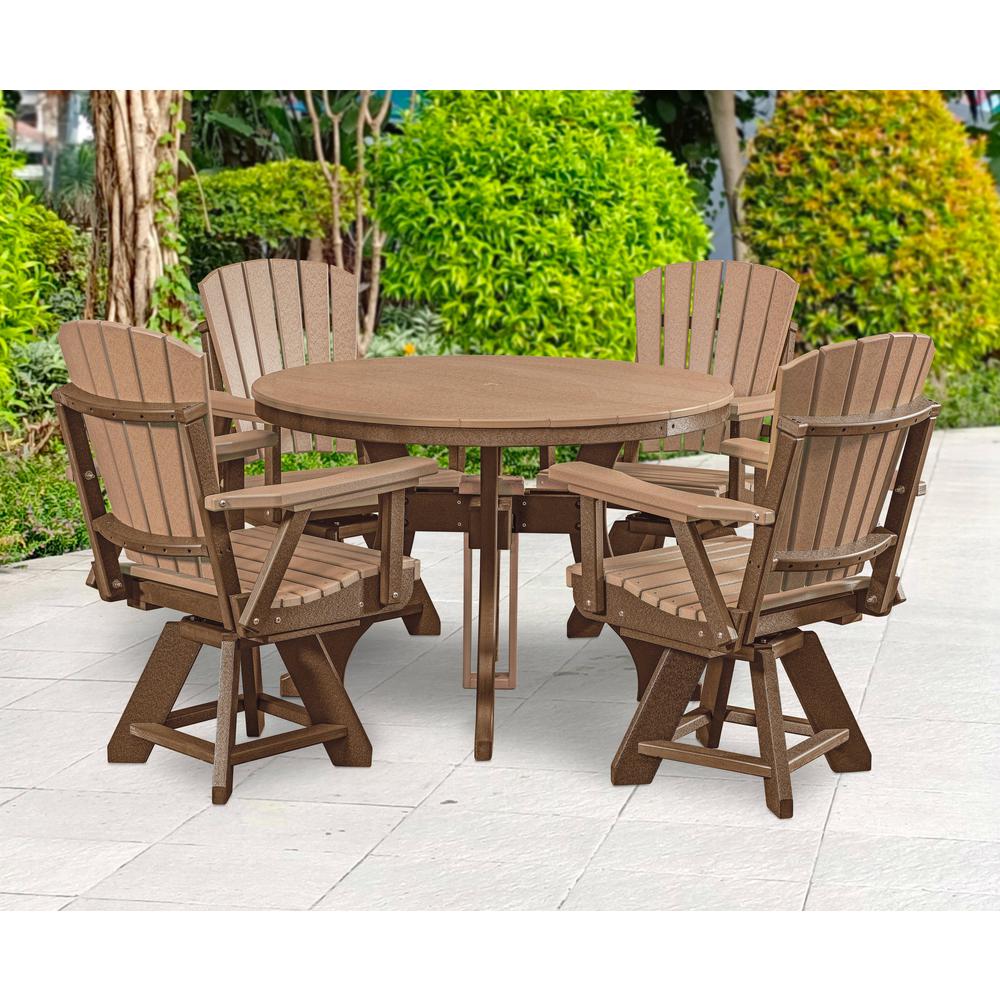 Five Piece Round Dining Height Dining Set in Cedar with a Tudor Brown Base. Picture 4