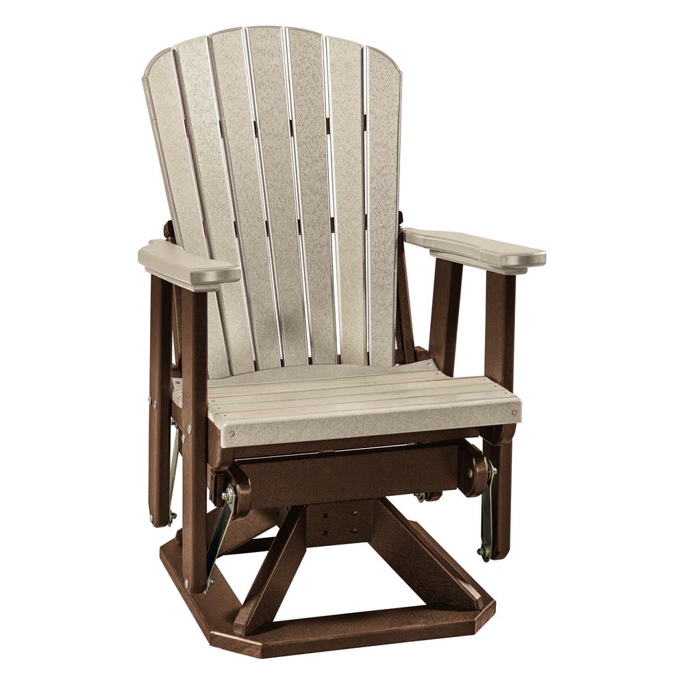 Fan Back Swivel Glider  in Weather Wood and Tudor Brown. Picture 1