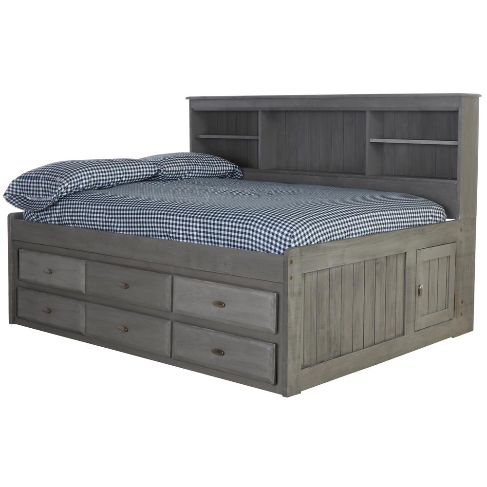 OS Home and Office Furniture Model 83223-6-KD, Solid Pine Full Daybed with Six Sturdy Drawers in Charcoal Gray. Picture 5
