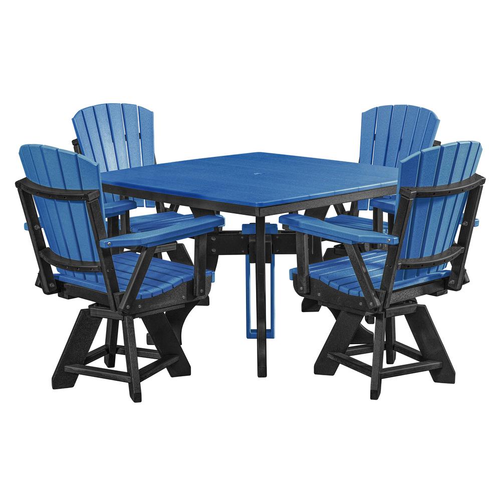 Five Piece Square Dining Height Dining Set in Blue with a Black Base. Picture 3