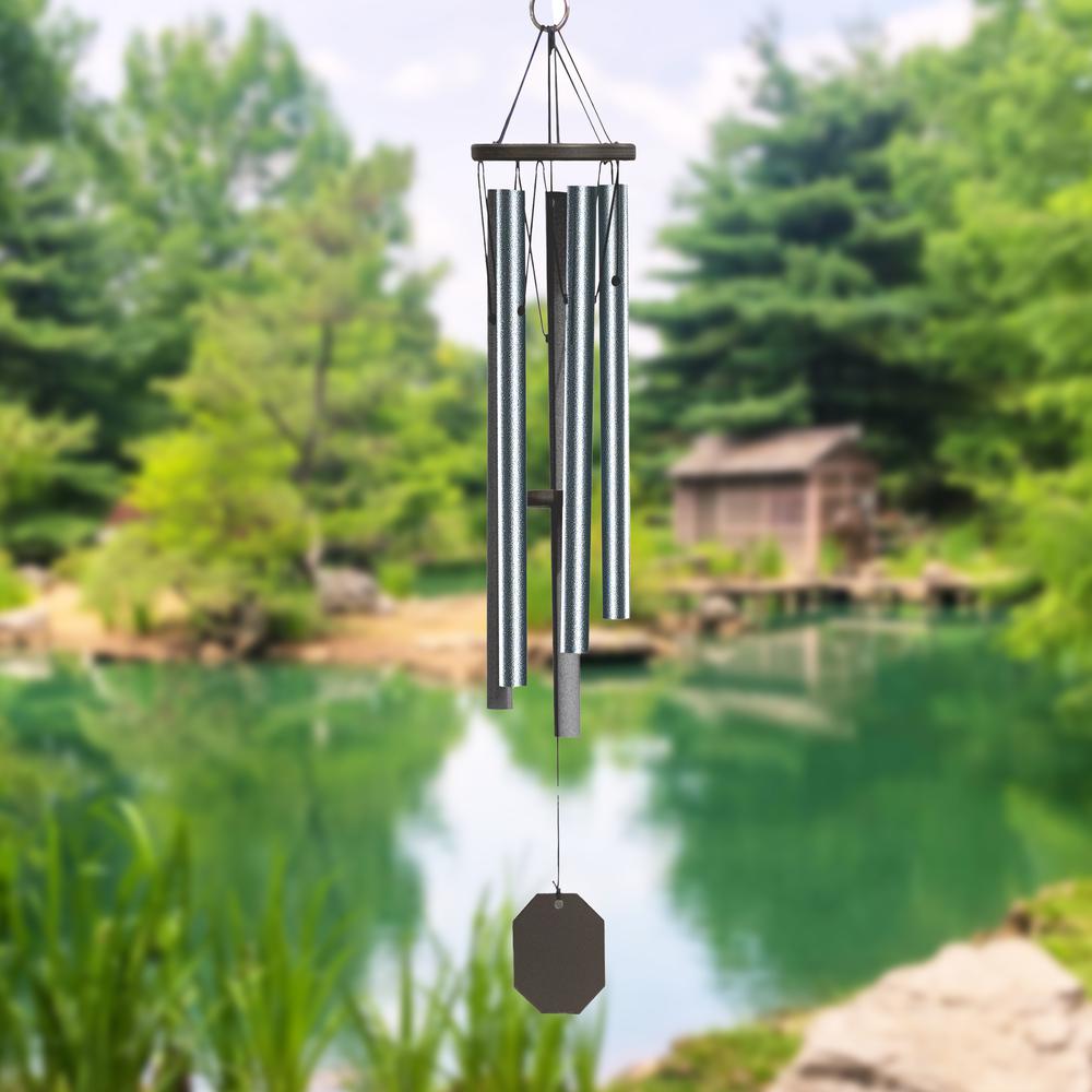 Wind Chime made with powder coated Aluminum tubes in Textured Black. Picture 4