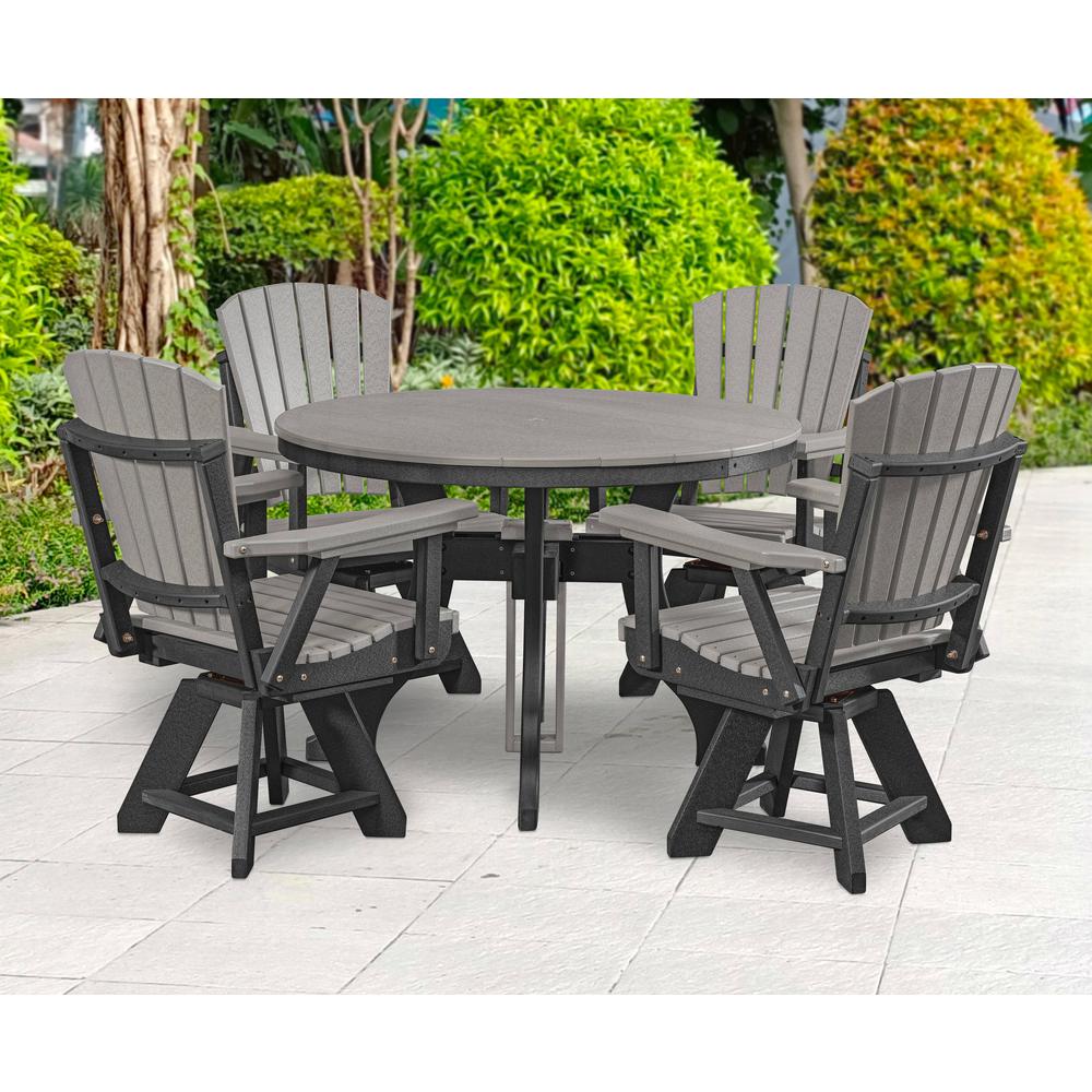 Five Piece Round Dining Height Dining Set in Light Grey with a Black Base. Picture 4