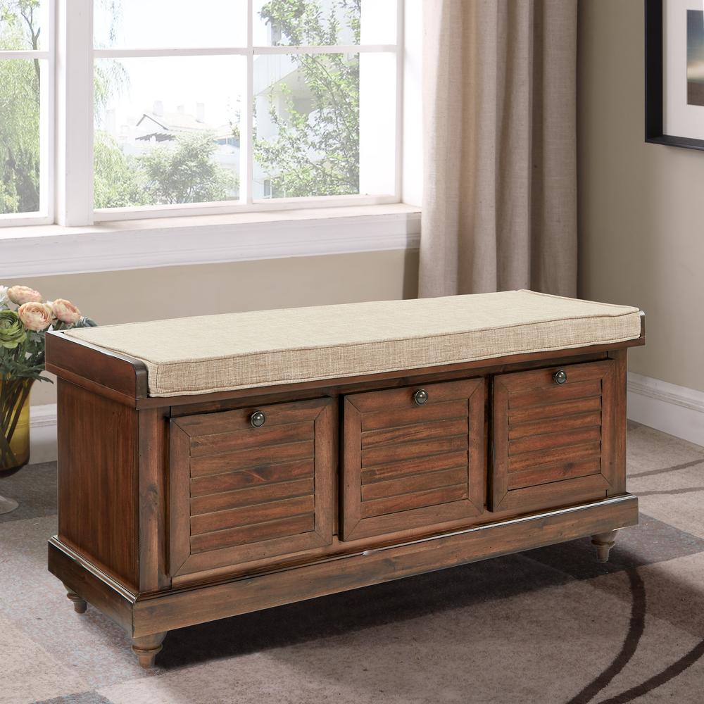 Dover Storage Bench in Distressed Brown ASM, DOV-DB. Picture 2