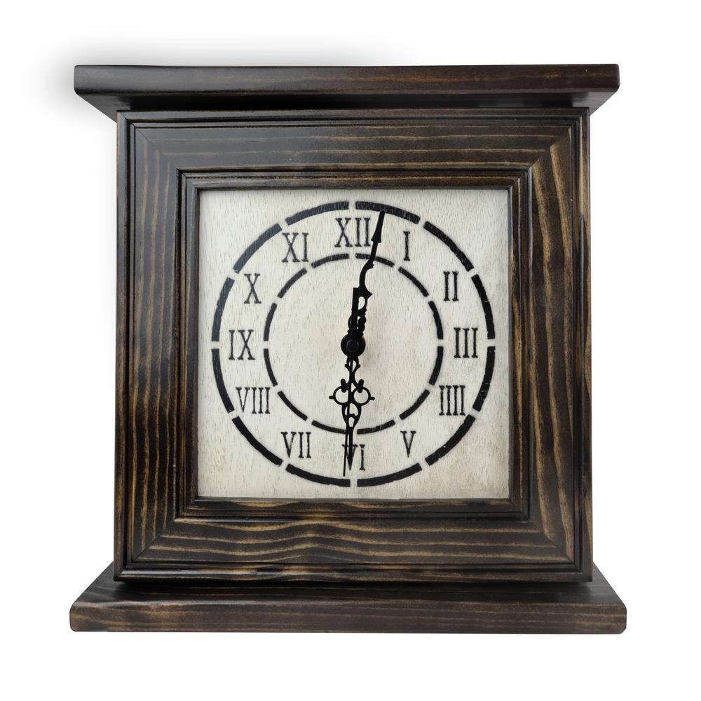 American Furniture Classics Model CLOCKDW Mantel Clock in Dark Walnut Veneer with Secret Compartment. Picture 2