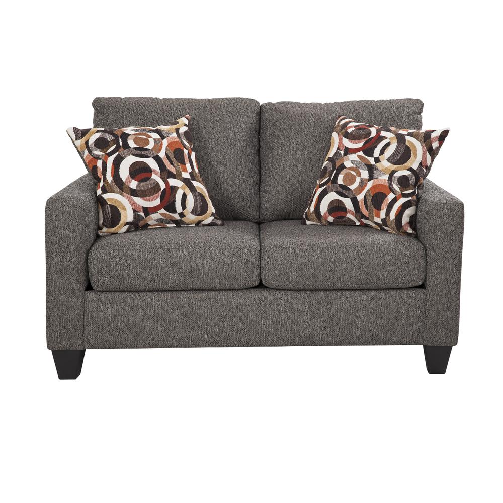 American Furniture Classics Charcoal Loveseat with 2 Accent Pillows. Picture 2
