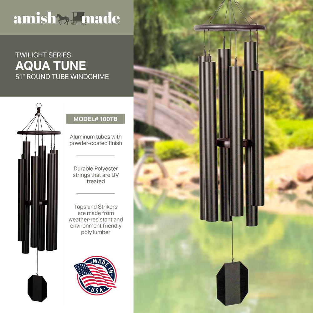 Wind Chime made with powder coated Aluminum tubes in Truillusion Black. Picture 3