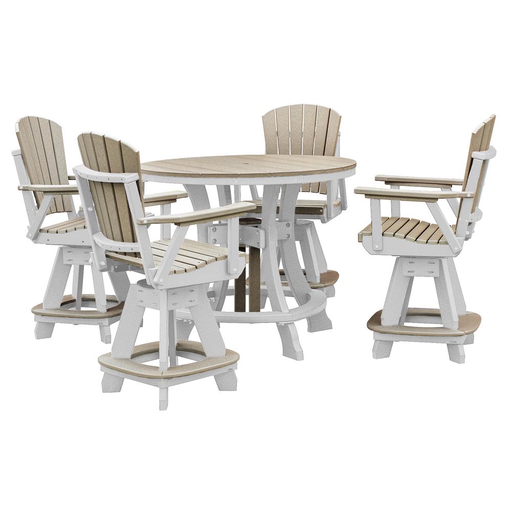 OS Home and Office Model CR130WWWT-K Five Piece Round Counter Height Dining Set in Weatherwood on a White Base. Picture 2