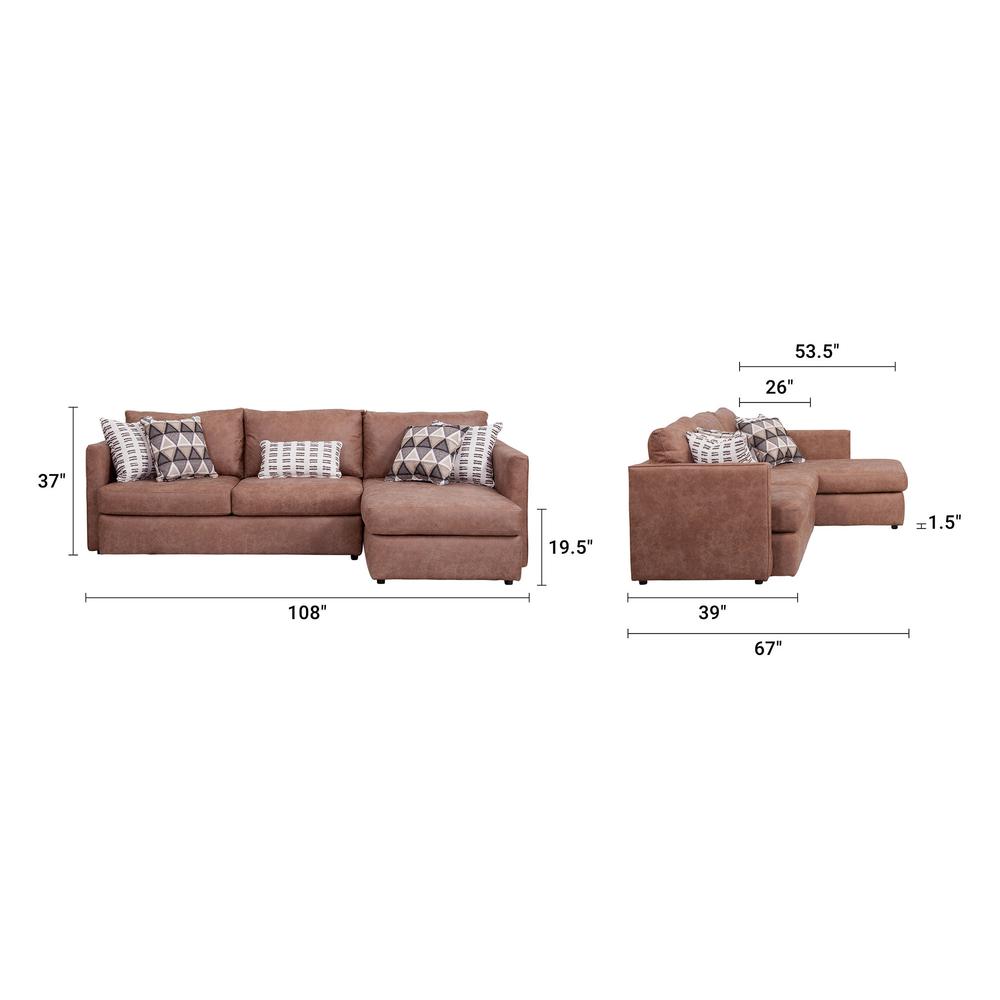 American Furniture Classics Urban Loft Model 8-S298V7-K Sectional Sofa with Five Pillows. Picture 6