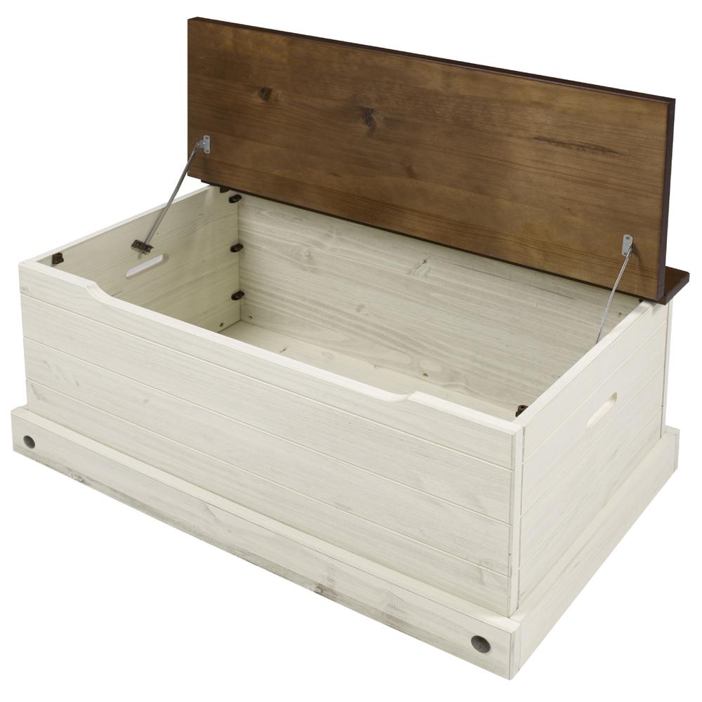 Model CADB440 Cottage Series Wood Storage Trunk in Distressed White. Picture 3