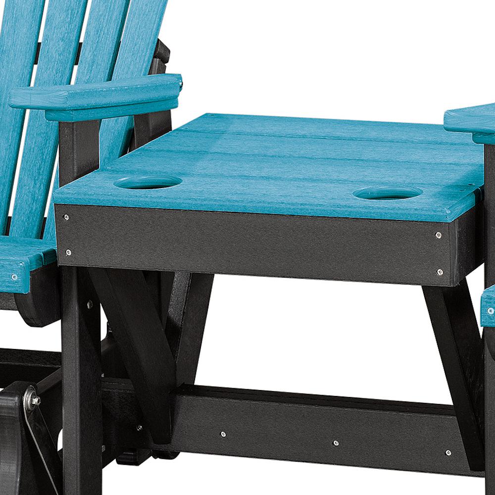 Double Glider with Center Table in Aruba Blue and Black. Picture 5