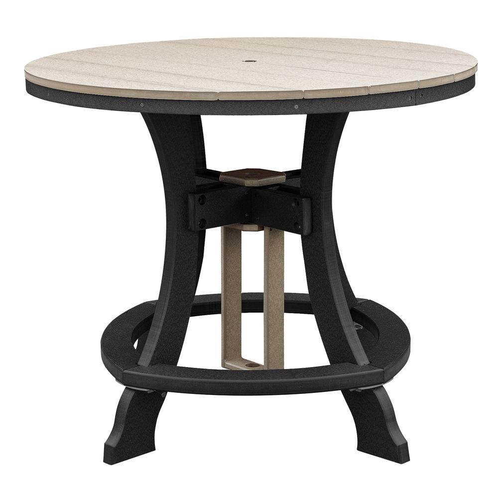OS Home and Office Model 44R-C-WWBK Counter Height Round Table in Weatherwood with Black Base. Picture 1