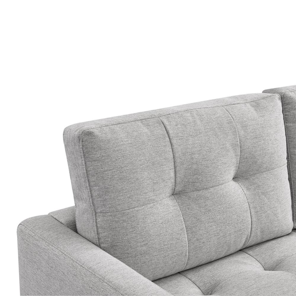 Two Piece Upholstered Tufted L Shaped Sectional with Ottoman in Light Grey. Picture 12