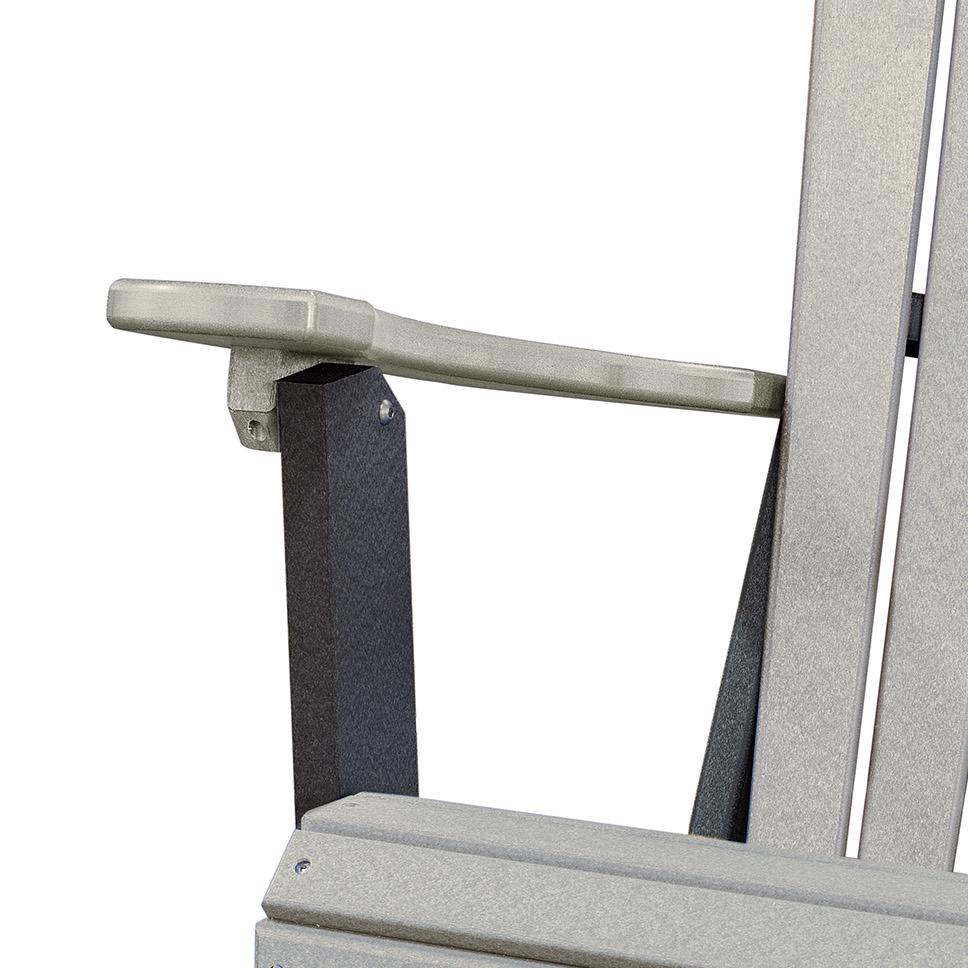 Fan Back Folding Adirondack Chair Made in the USA- Light Gray, Black. Picture 5