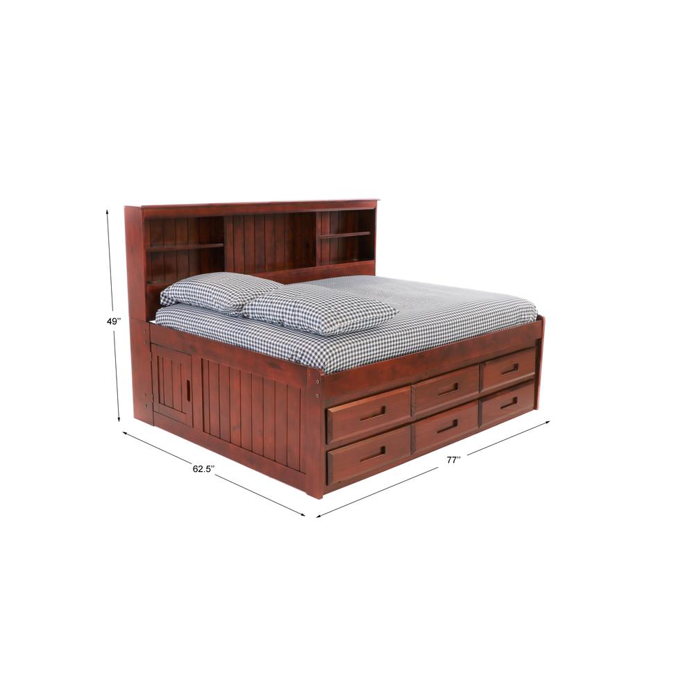 OS Home and Office Furniture Model 2823-K6-KD, Solid Pine Full Daybed with Six Sturdy Drawers in Rich Merlot. Picture 3