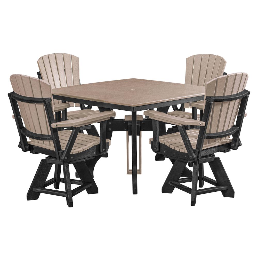 Five Piece Square Dining Height Dining Set in Weatherwood with a Black Base. Picture 3