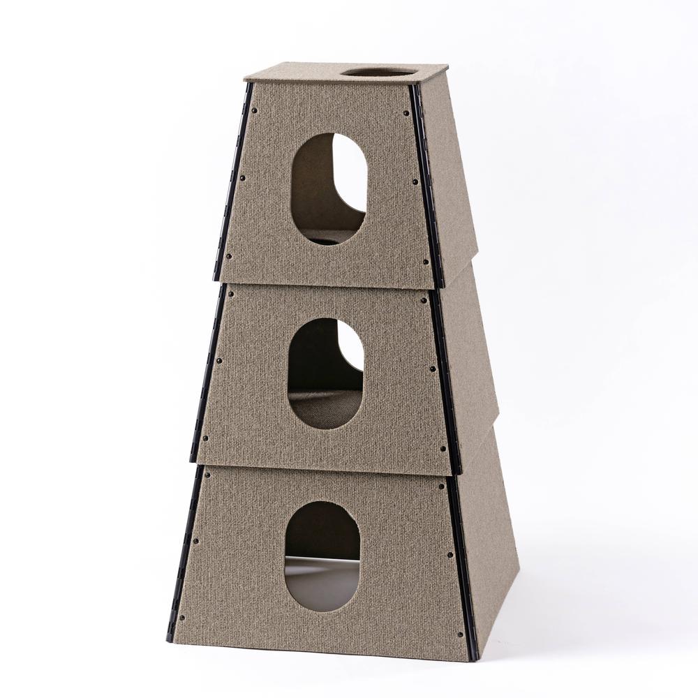 Happystack Cat Tower Model HS3SQTAN1 Pyramid Design in Tan Indoor/Outdoor Carpet. Picture 2