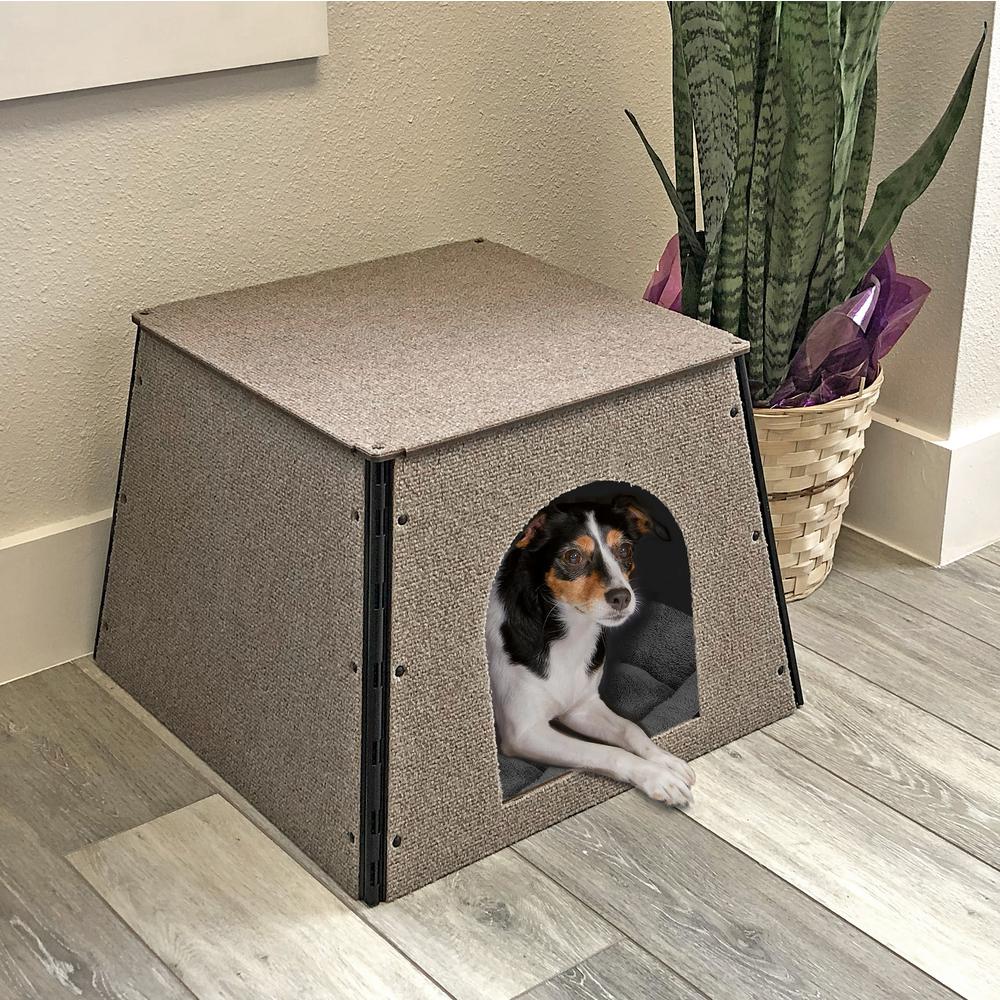 Happystack Model DHTAN Small Dog House in Tan Indoor/Outdoor Carpet. Picture 1