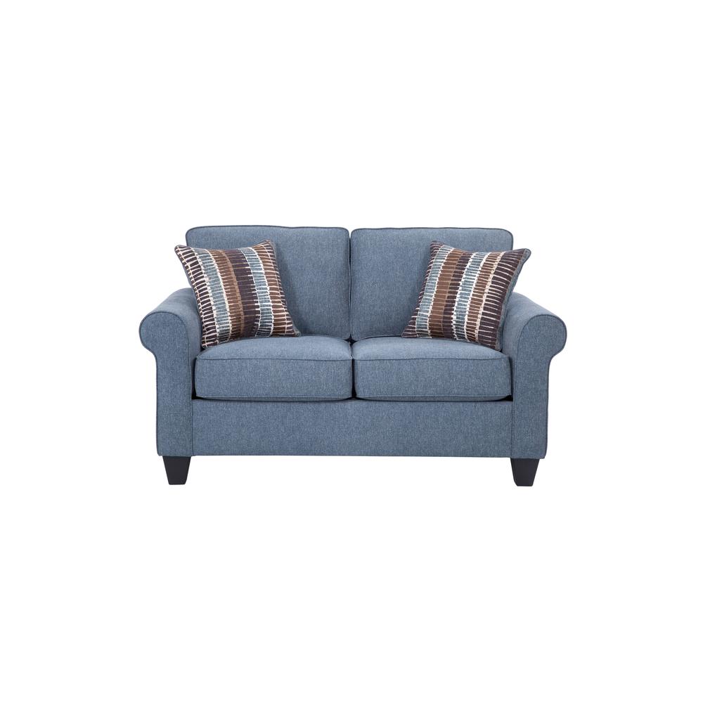 American Furniture Classics Indigo Series Model 8-020-A330V8 Loveseat with Two Abstract Chenille Pillows. Picture 6