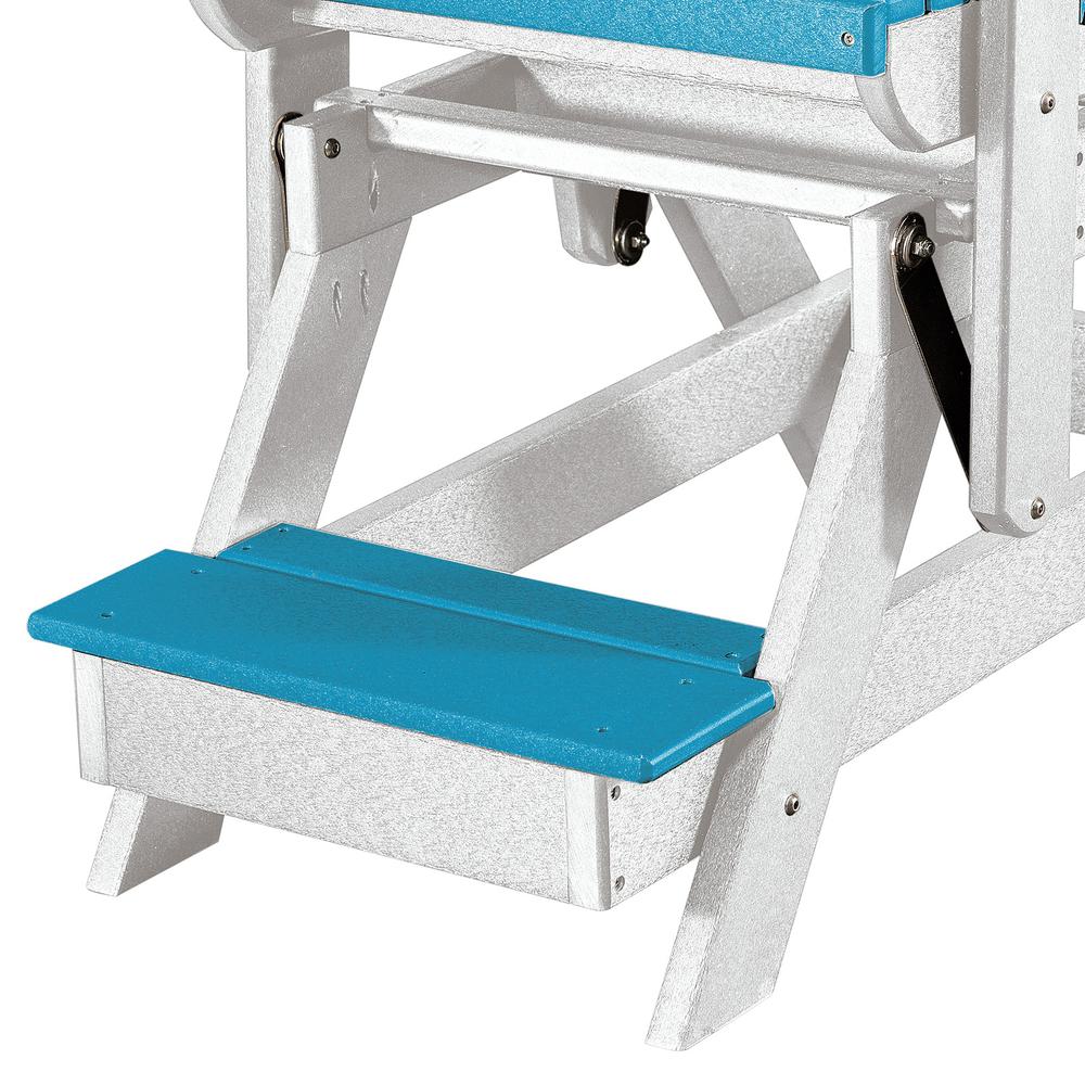 OS Home and Office Model 516ARW Fan Back Balcony Glider in Aruba Blue with a White Base, Made in the USA. Picture 3