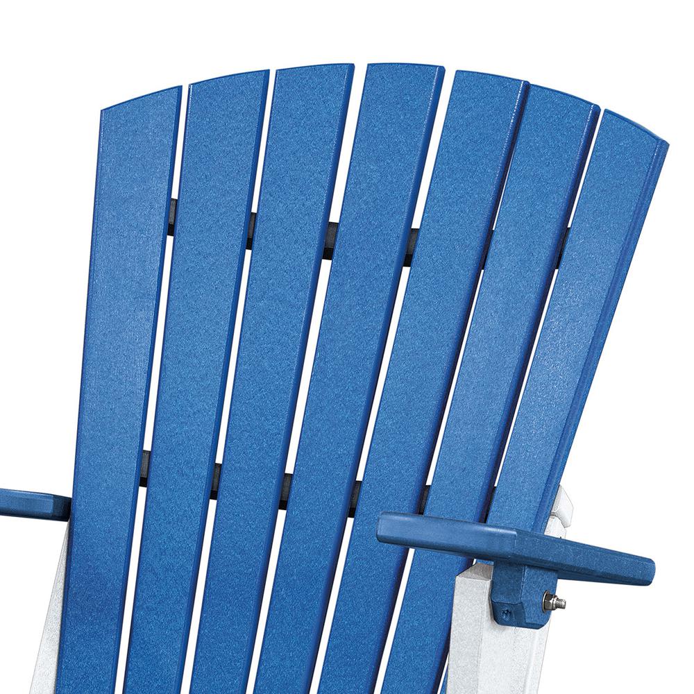 Fan Back Folding Adirondack Chair Made in the USA- Blue, White. Picture 4