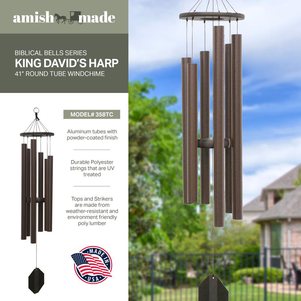 Wind Chime made with powder coated Aluminum tubes in Textured Copper. Picture 3