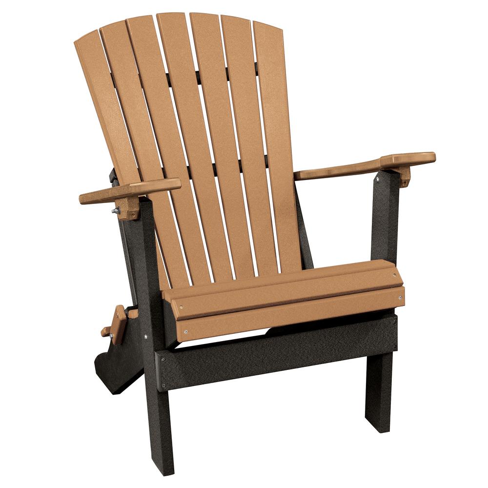OS Home and Office Model 519CBK Fan Back Folding Adirondack Chair in Cedar with a Black Base, Made in the USA. Picture 2