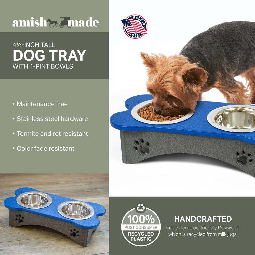 High Double Water and Food Bowls Made of High Density Poly Resin for Small Dogs. Picture 3