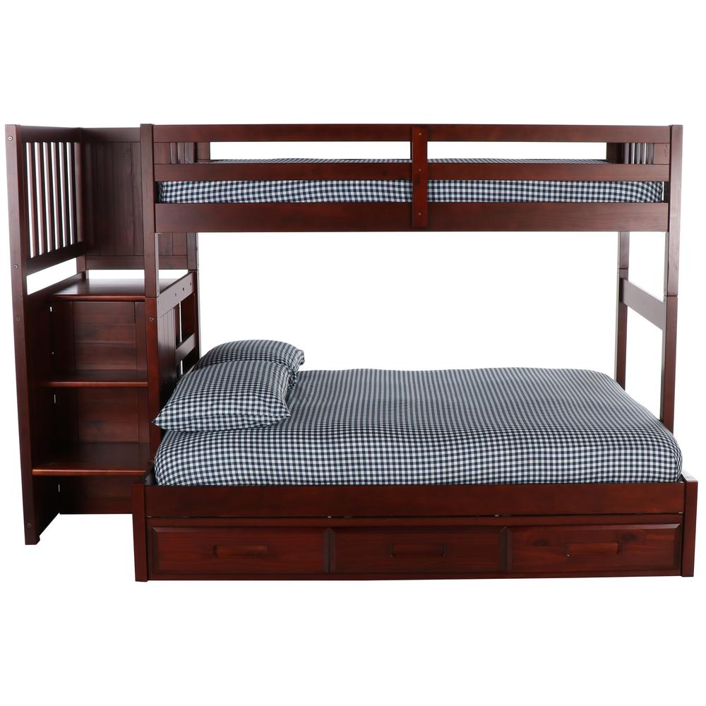 Mission Staircase Twin over Full Bunk Bed with Seven Drawers. Picture 4