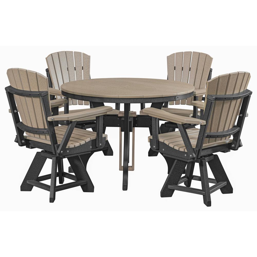 Five Piece Round Dining Height Dining Set in Weatherwood with a Black Base. Picture 3