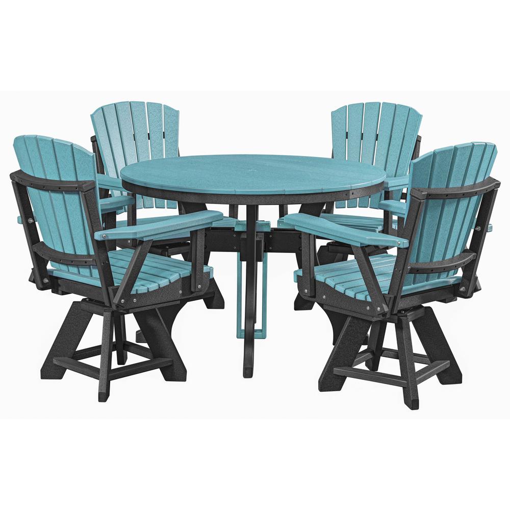 Five Piece Round Dining Height Dining Set in Aruba Blue with a Black Base. Picture 2