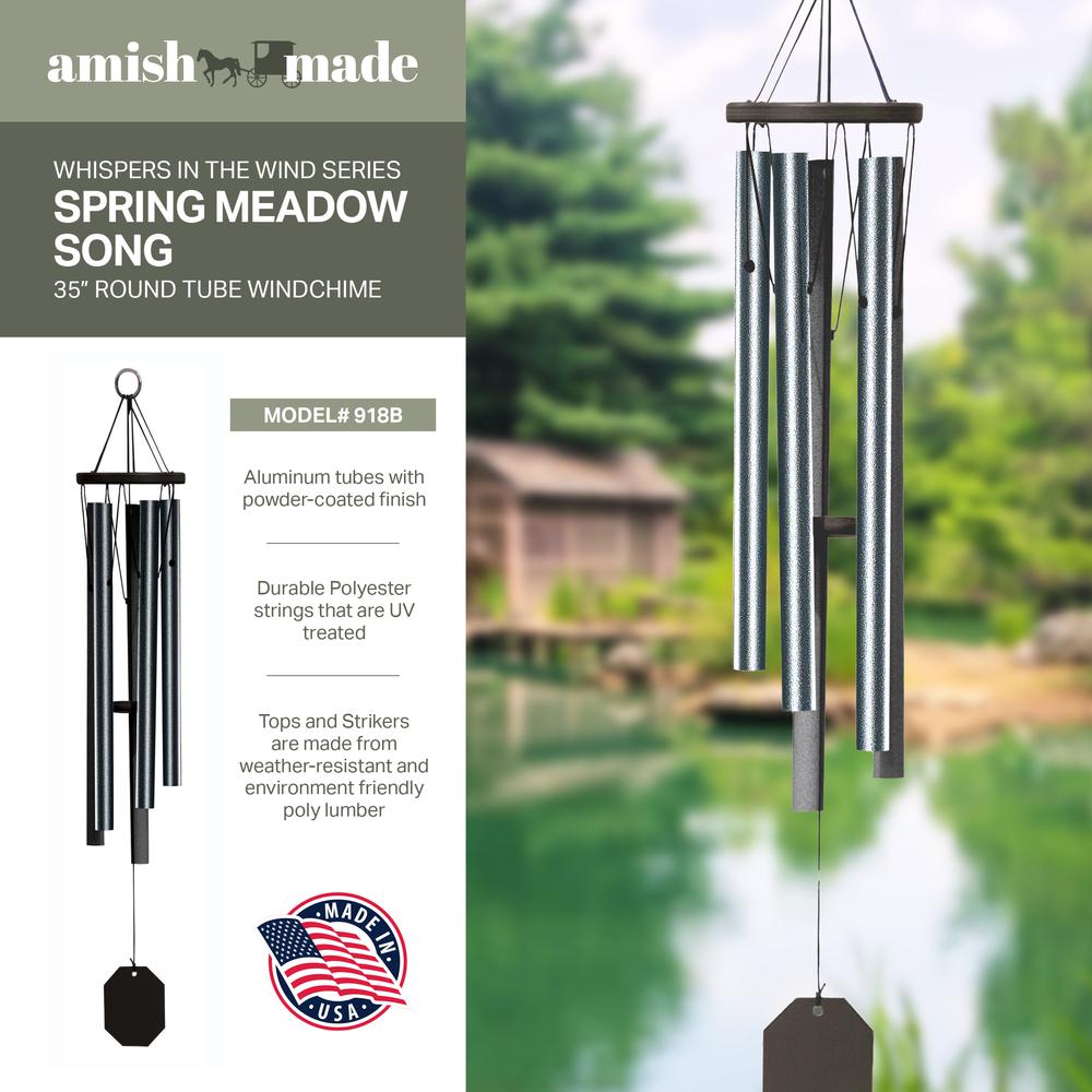 Wind Chime made with powder coated Aluminum tubes in Textured Black. Picture 3
