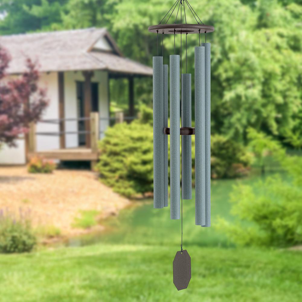 Wind Chime made with powder coated Aluminum tubes in Jade. Picture 4