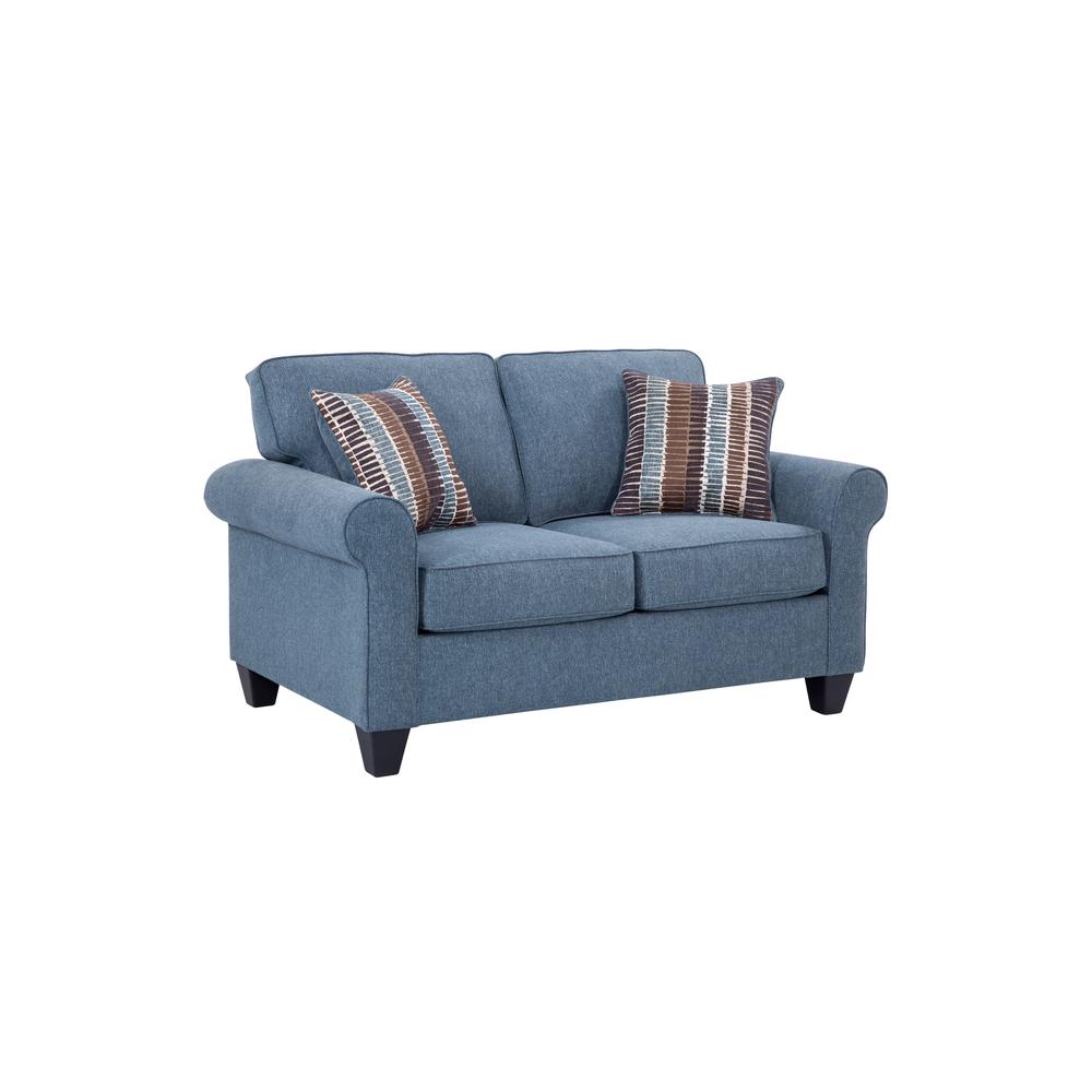 American Furniture Classics Indigo Series Model 8-020-A330V8 Loveseat with Two Abstract Chenille Pillows. Picture 2