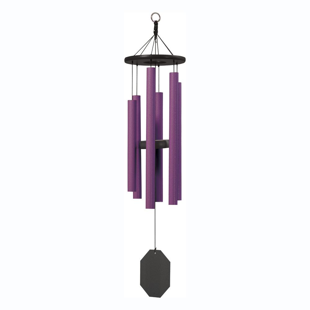 Wind Chime made with powder coated Aluminum tubes in Mayo Purple. Picture 1