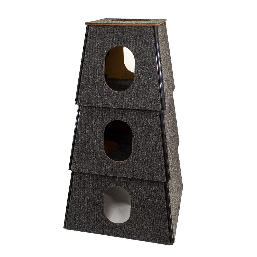 Happystack Cat Tower Model HS3SQBLK1 Pyramid Design in Black Indoor/Outdoor Carpet. Picture 2