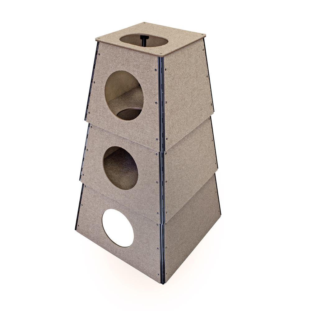 Happystack Cat Tower Model HS3SQTANLG Pyramid Style in Tan Indoor/Outdoor Carpet for Large Cats. Picture 2