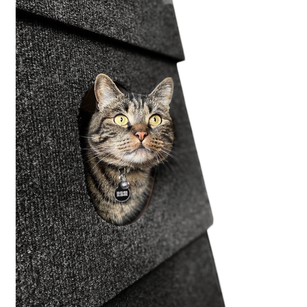 Happystack Cat Tower Model HS3SQBLK1 Pyramid Design in Black Indoor/Outdoor Carpet. Picture 8