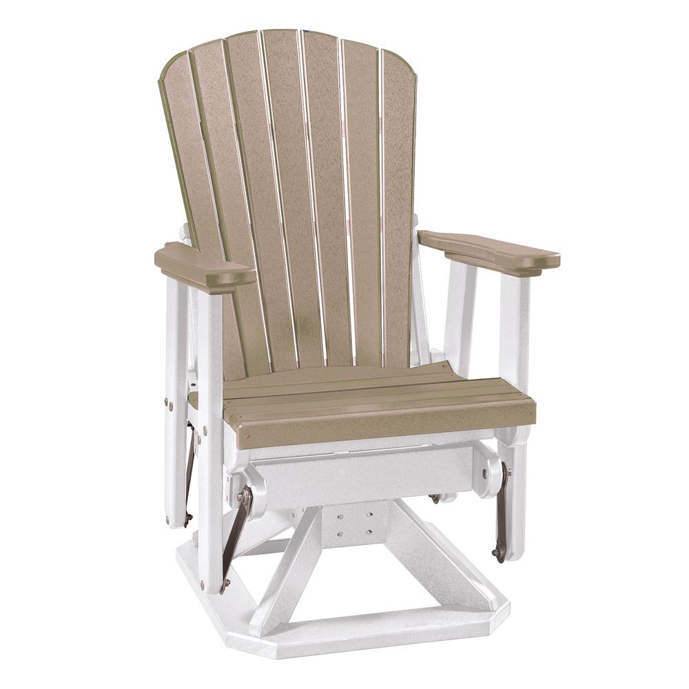 OS Home and Office Model 510WWWT Fan Back Swivel Glider  in Weatherwood with a White Base, Made in the USA. Picture 2