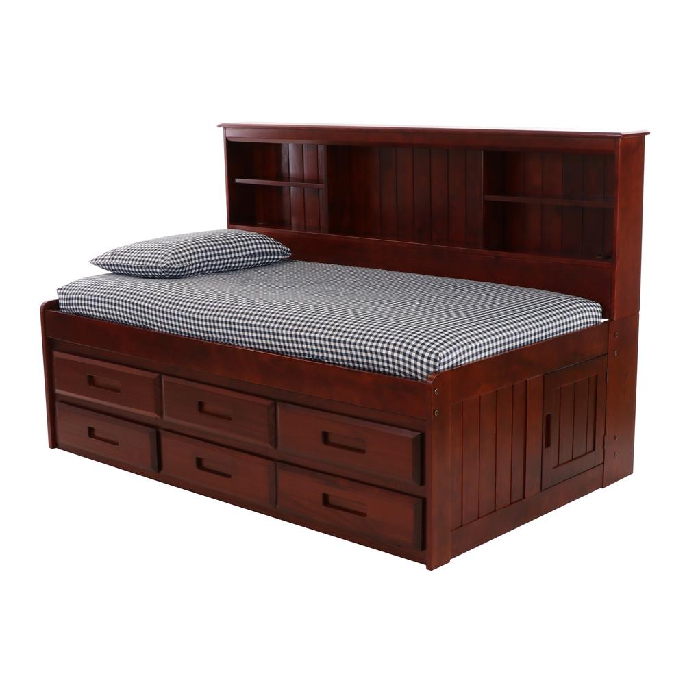 OS Home and Office Furniture Model 2822-K6-KD, Solid Pine Twin Daybed with Six Sturdy Drawers in Rich Merlot. Picture 4