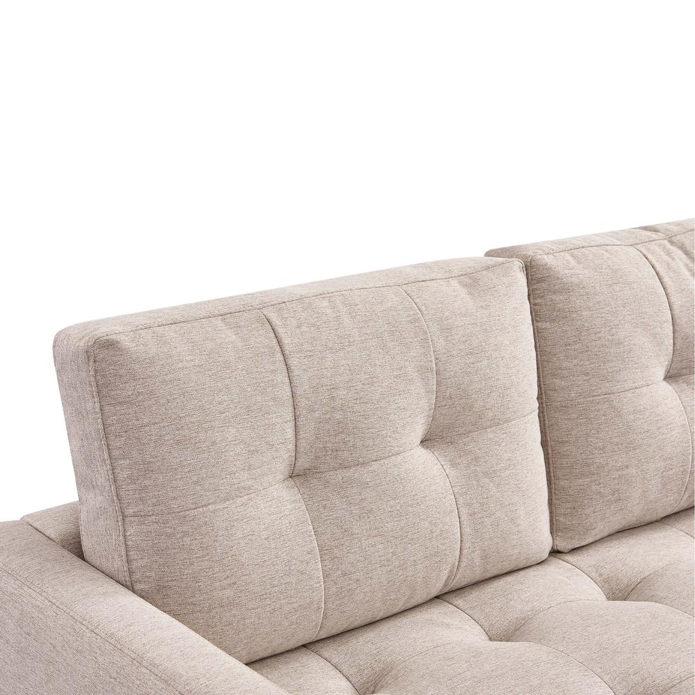 Two Piece Upholstered Tufted L Shaped Sectional with Ottoman in Beige. Picture 12