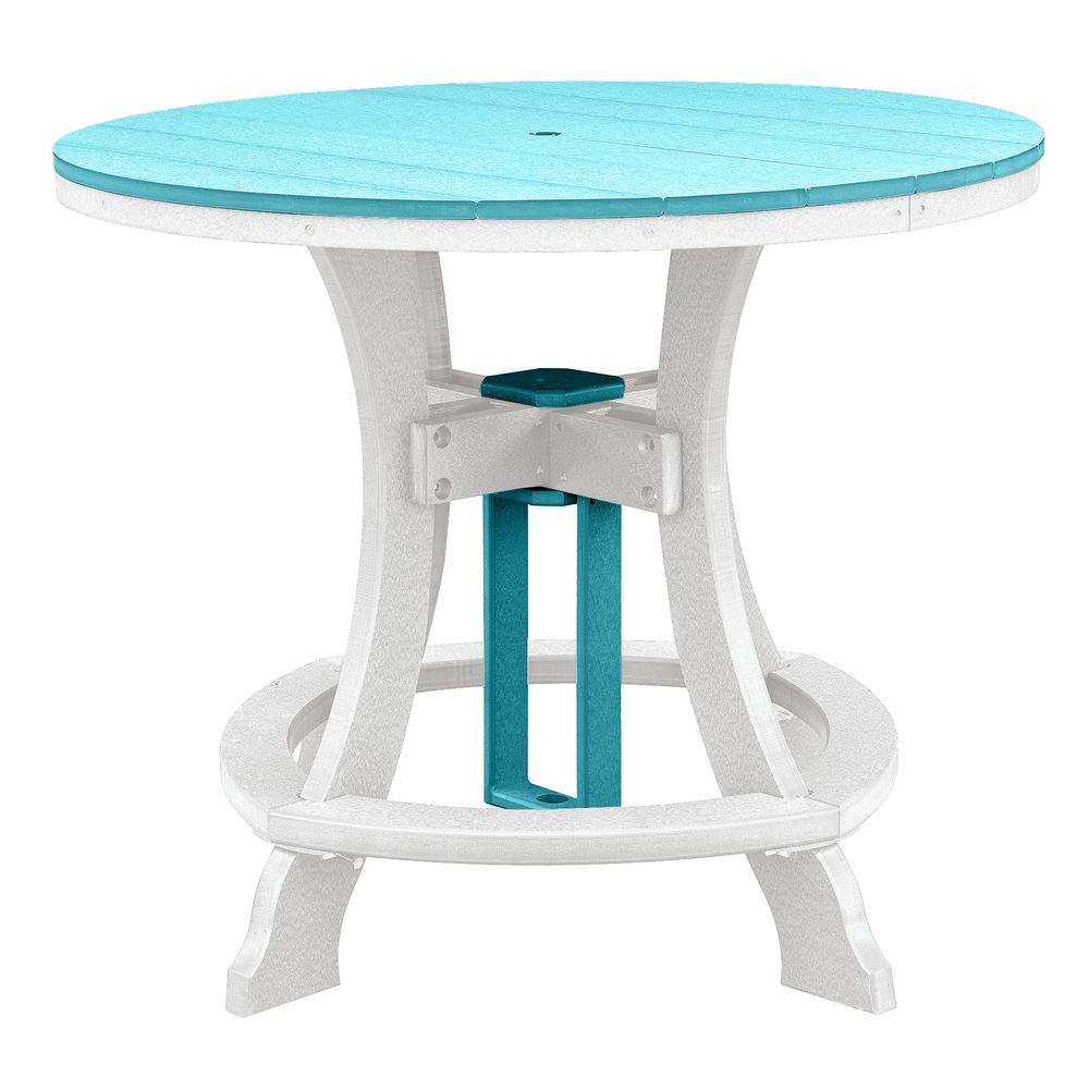 OS Home and Office Model 44R-C-ARW Counter Height Round Table in Aruba Blue with White Base. Picture 1