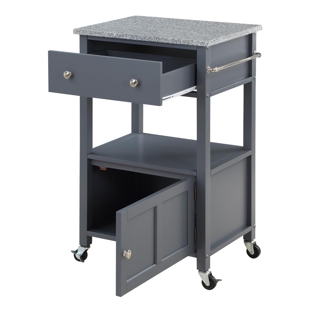 OS Home and Office Furniture Fairfax Model FRXG-2 Gray Kitchen Cart with Doors, Towel Rack, and Drawer. Picture 7
