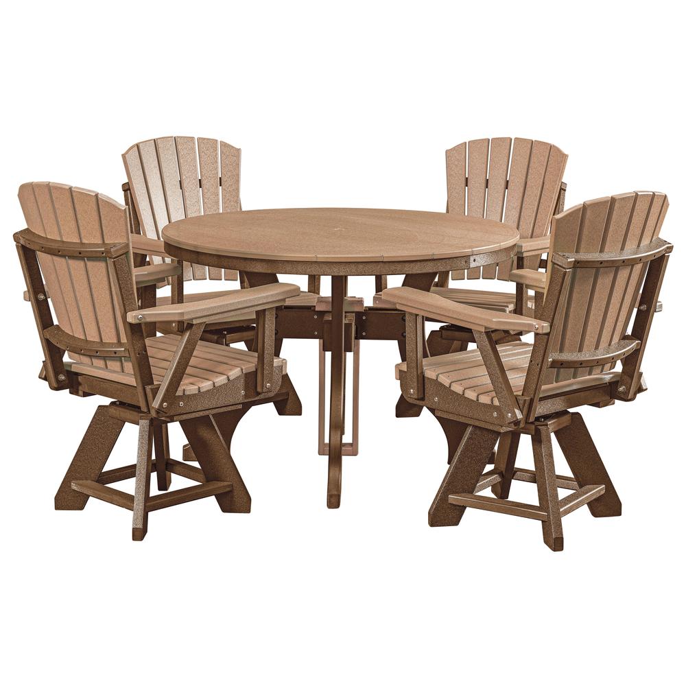 Five Piece Round Dining Height Dining Set in Cedar with a Tudor Brown Base. Picture 3