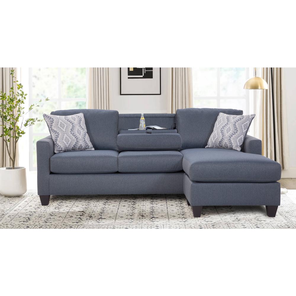 American Furniture Classics Eureka Model 8-010C-A328V2 Sofa Chaise with Drop Down Table and USB. Picture 1